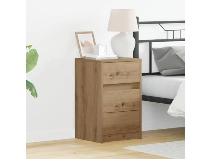 HEFZGDB Nachttisch mit LED-Lichtern Artisan Eiche Spanplatte Modernes Design fürs Schlafzimmer mit USB-Anschluss