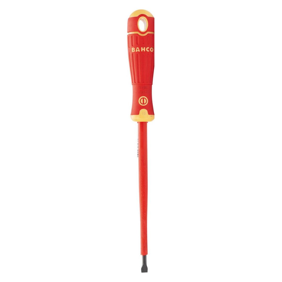 Bahco BahcoFit Isolierter Schraubendreher für Schlitzschrauben mit 2-Komponenten-Griff, VDE-zertifiziert (Schlitz) (B196.055.125)