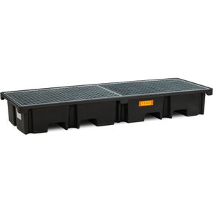 CEMO Auffangwanne 425/4e, 11264, aus Polyethylen, 242 x 88cm, mit Stahl-Gitterrost, unterfahrbar, 425 Liter