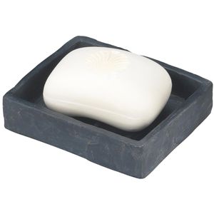 Wenko Seifenschale Slate Rock, anthrazit, aus Kunststein, 11,2 x 9,4 cm