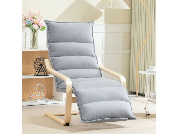 HOMCOM Fauteuil Salon Velours Gris Repose-pieds Acier 67x93x105cm