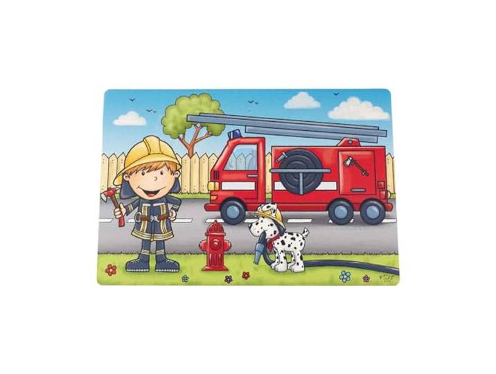 Ritzenhoff & Breker Platzset Feuerwehrmann Bernie, Tischset 45 x 30 cm für Kinder, Platzmatte mit Feuerwehr-Motiven, Abwischbar