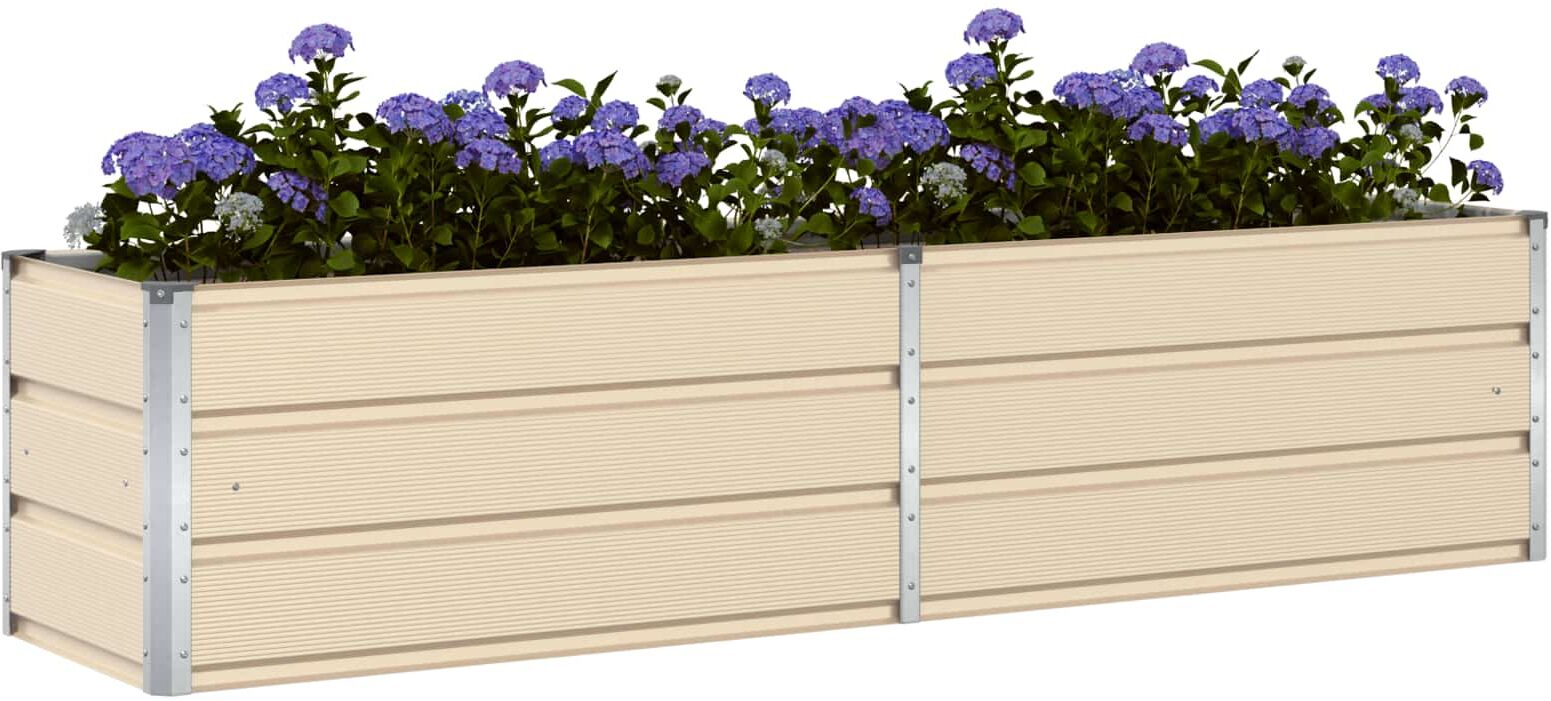 vidaXL Jardinière Ivoire 195 x 50 x 45 cm Acier galvanisé