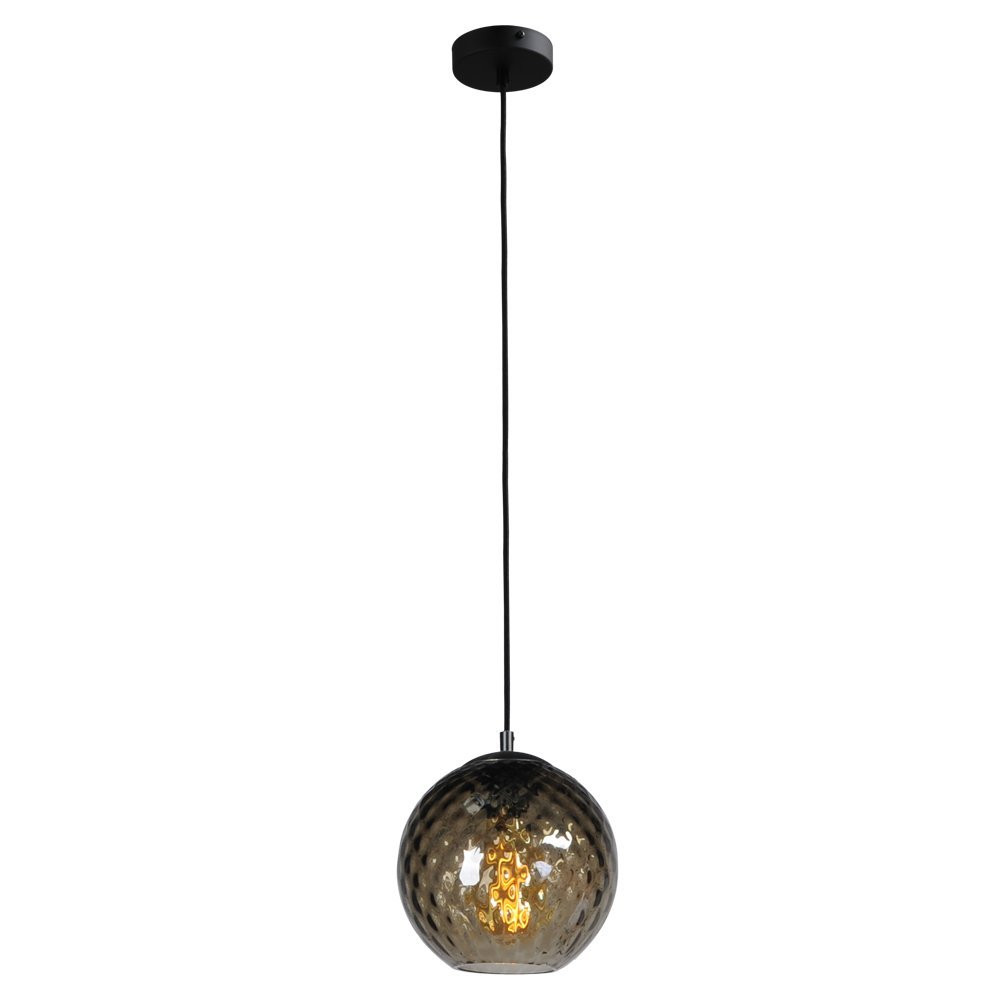 Masterlight Baloton Zwarte Hanglamp met Transparant Glas - Diameter: 25 cm