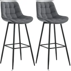 CLP 2er Set Barhocker Dartford dunkelgrau/Samt