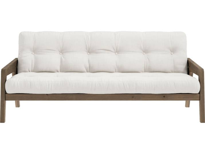 Schlafsofa KARUP DESIGN Grab, inkl. Futonmatratze - aus massivem Kieferholz, 130x190 cm , beige (natur), B:204cm H:40cm T:90cm, 80% Baumwolle + 20% polyester, Sofas, Schlafsofa, Mit Holzstruktur, inkl. Futonmatratze, Liegefläche 130x190 cm