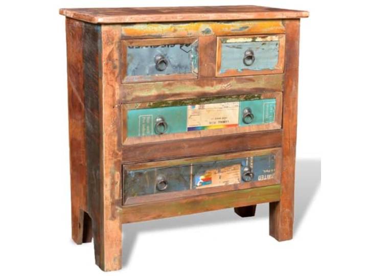 Kommode mit 4 Schubladen aus Altholz, Vintage Holzschrank mit Stauraum Handgefertigte Anrichte, massive Oberplatte, natürliche Holzmaserung, langlebige Konstruktion, nachhaltiges Design