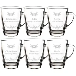 Glasbecher Kaffeebecher 300 ml - Glockenkranz - 6 Stück