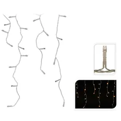 Funkelnde Eiszapfenlichterkette 400 LED 3,2 Meter - erweiterbar bis 1600 LED & 12,8 Meter - Warmweiß