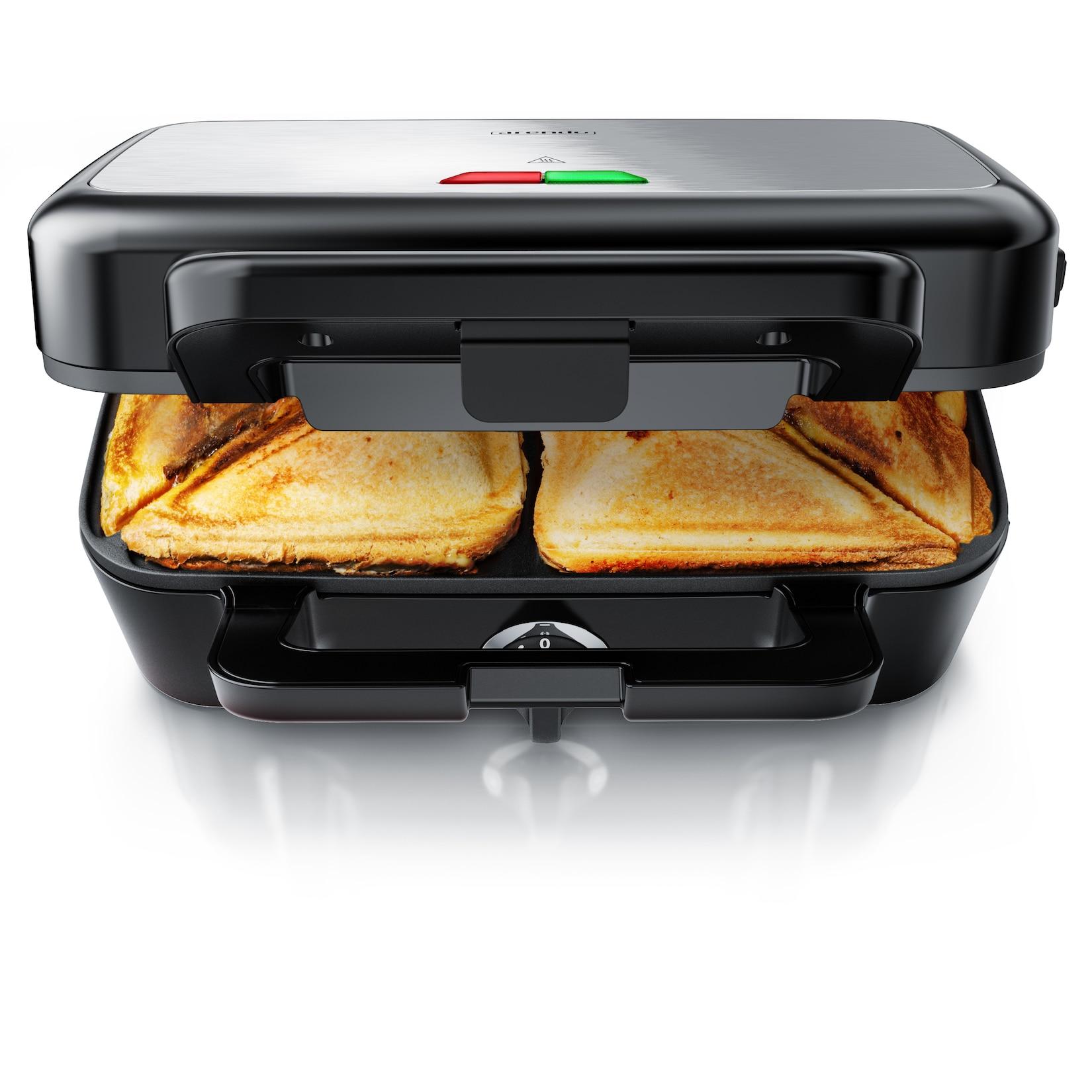 Arendo Sandwichmaker 1200 W mit Antihaftbeschichtung - mit abnehmbaren Platten - spülmaschinentauglich - Temperaturkontrolle - Sandwich Maker