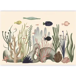 Artgeist, Tapete, Fototapete - Underwater World - Fish and Corals in Pastel Colours (450 x 315 cm)
