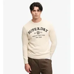 Superdry für Herren. M6110788A Beige Pullover mit Applikation (L), Lässig, Baumwolle