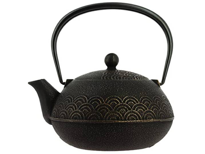 Iwachu Nanbu Tekki Teekanne Seigaiha Schwarz-Gold 900 ml - Gusseisen von Japan