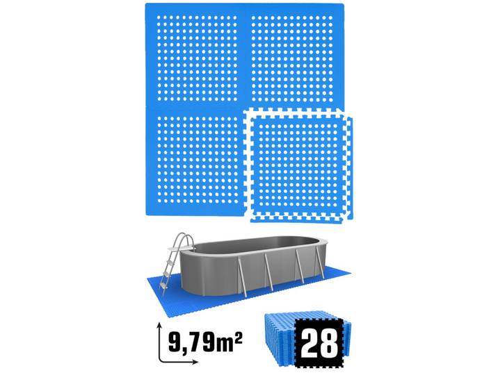 POOLMATTEN 9,8m² 28 EVA Matten 62 cm Blau