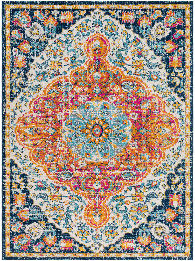 Langley Street Oriental Vintage Orange/Blue Orange;Ivory;Dark Blue;Saffron;Aqua;Fuchsia Rectangle 160 x 215cm