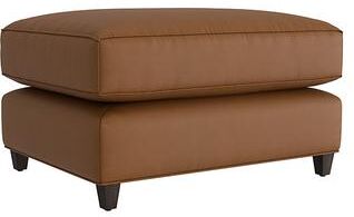 Juliana Leather Ottoman - Saddle Leather, Saddle Walnut - Ballard Designs