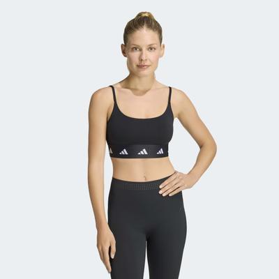Sport-BH ADIDAS PERFORMANCE "LOGO SPORT-BH, LEICHTER HALT", Damen, Gr. S, N-Gr, schwarz, Obermaterial: 85% Polyester, 15% Elasthan, BHs Sport-BH