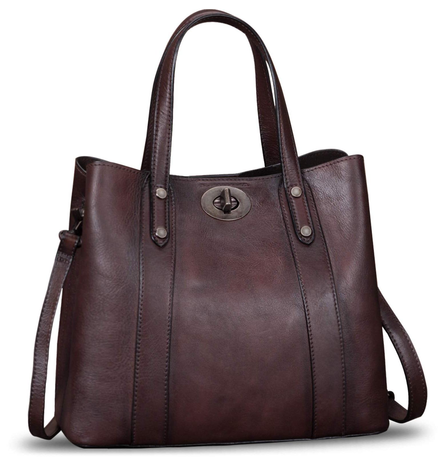 LRTO Handtaschen aus echtem Leder für Damen, Umhängetasche, Vintage-Stil, handge