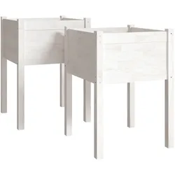 Helloshop26 - Pflanzkübel Hochbeet Blumenbeet Garten Terrasse 2er-Set 50 x 50 x 70 cm Kiefernholz massiv weiß 02_0038994
