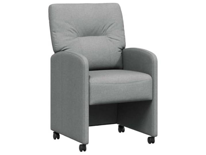 TEKGHUT Esszimmerstühle mit Rollen 2 Stück Stoff Hellgrau Polyester, Sperrholz- und Metallrahmen, ergonomisch, Armlehnen, Rollen, modernes Design, Esszimmer