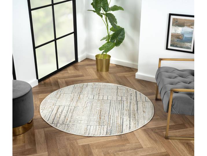Teppich My Love, LAGERRÄUMUNG , beige (creme, hellgrau, weiß), H:10mm Ø:120cm, Polyester, MYFLAIR MÖBEL & ACCESSOIRES, Teppiche, Teppich, Kurzflor, modernes Design, besonders weich, auch in rund erhältlich