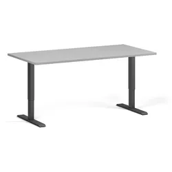 Höhenverstellbarer Schreibtisch, 2 Motoren, 74-121 cm, Tischplatte 160x80 cm, schwarzes Metallgestell, grau