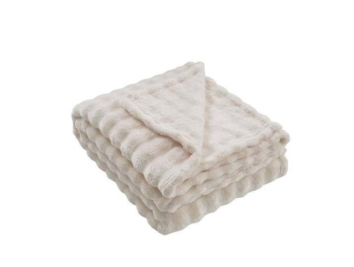 Plaid polaire doux et chaux ecru 150x180 cm