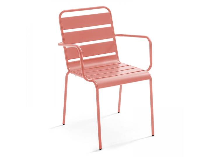 Oviala - Chaise en métal avec accoudoirs style industriel