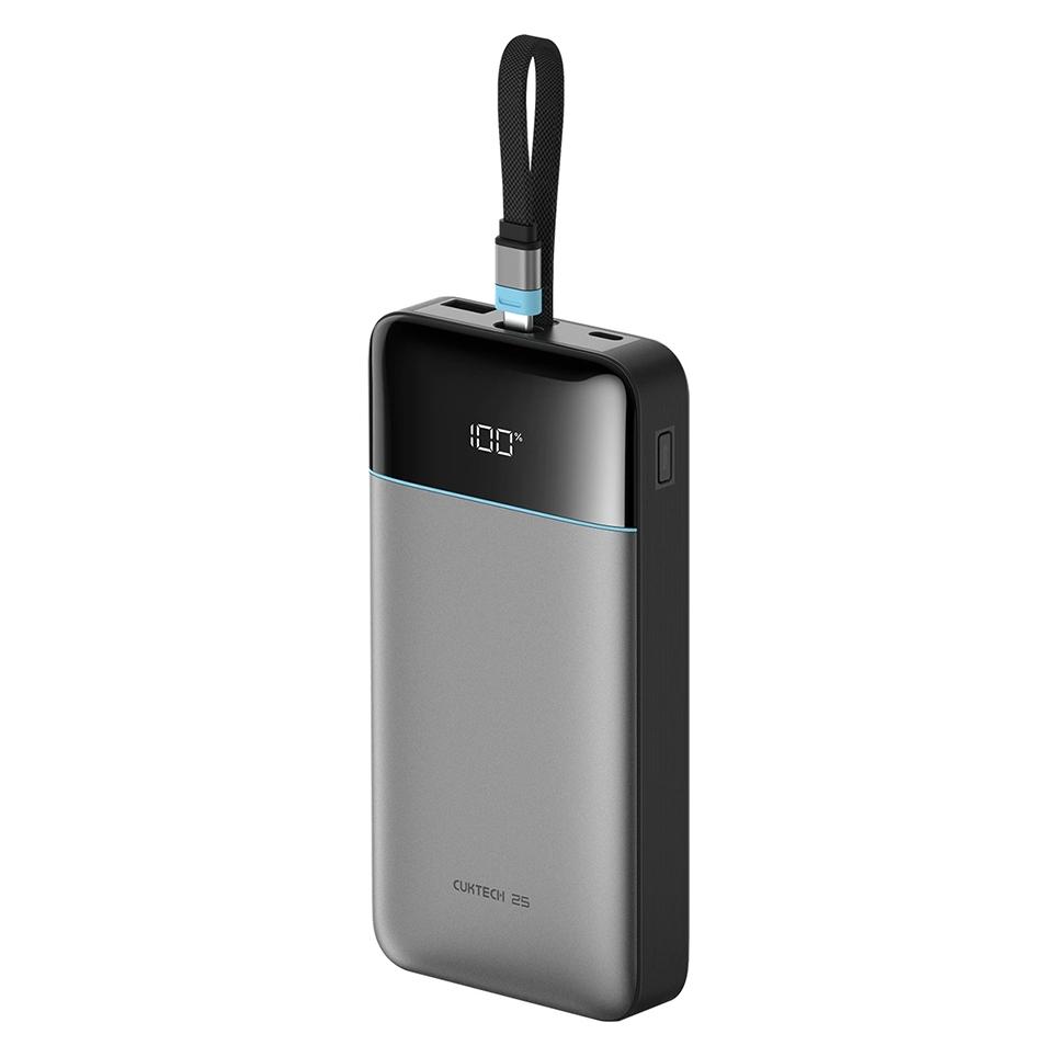 Cuktech Powerbank LPB252N 120 W, 25.000 mAh, mit integriertem USB-C-Kabel - Grau (25000 mAh, 120 W) (6973886191527)