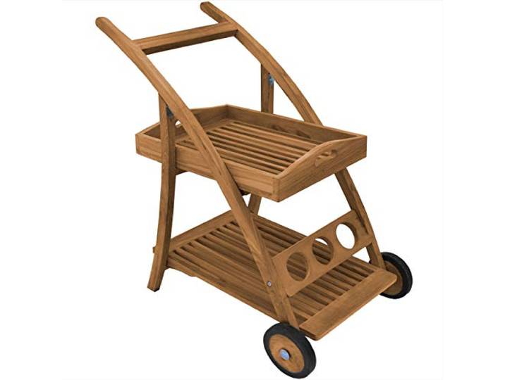 Teako Design Servierwagen Teramo mit 2 Ablagen + Tablett
