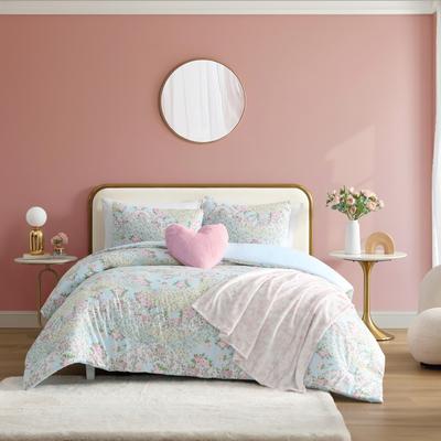Betsey Johnson Patchwork Floral Reversible Blue Comforter Bonus Set
