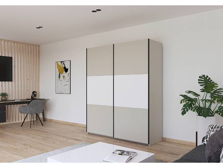 Armoire à portes coulissantes Neo 175cm Beige/Cachemire/Blanc