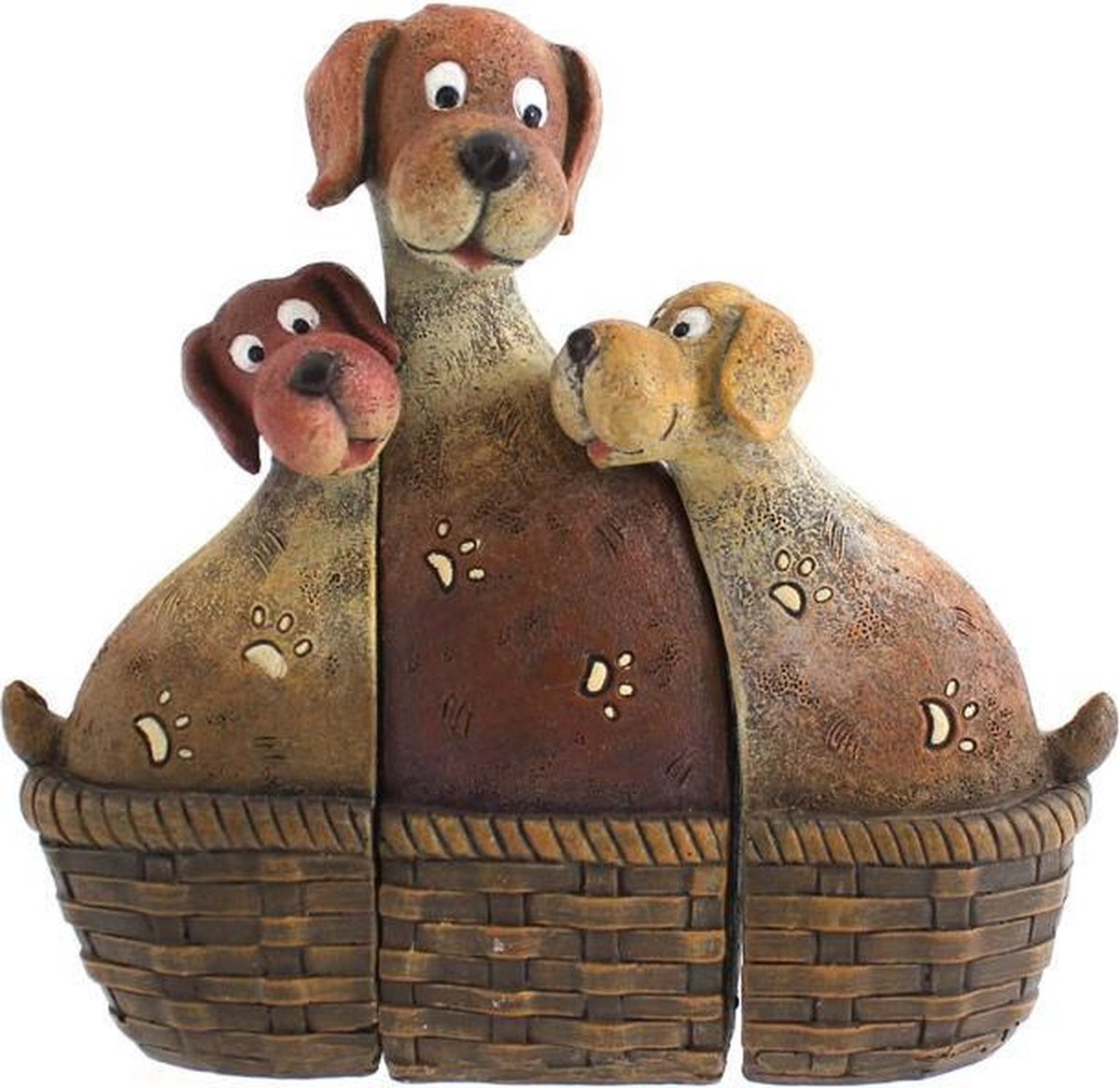 Something Different Beeld Dog Family in basket Bruin