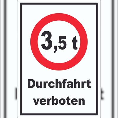 HB-Druck Durchfahrt verboten 3,5 Tonnen Aufkleber A3 (297x420mm)