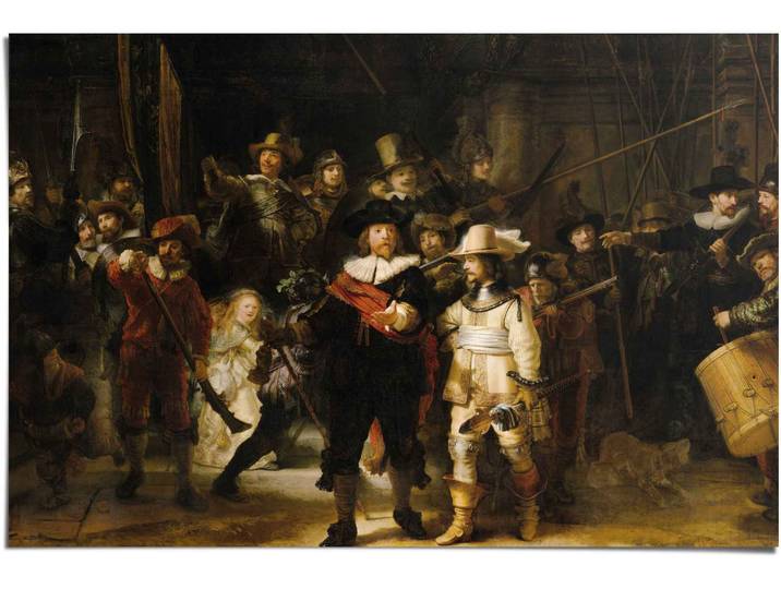 Poster REINDERS Rembrandt Die Nachtwache , braun (farbe bild(er): braun), B:91,5cm H:61cm, Papier, Bilder, Poster