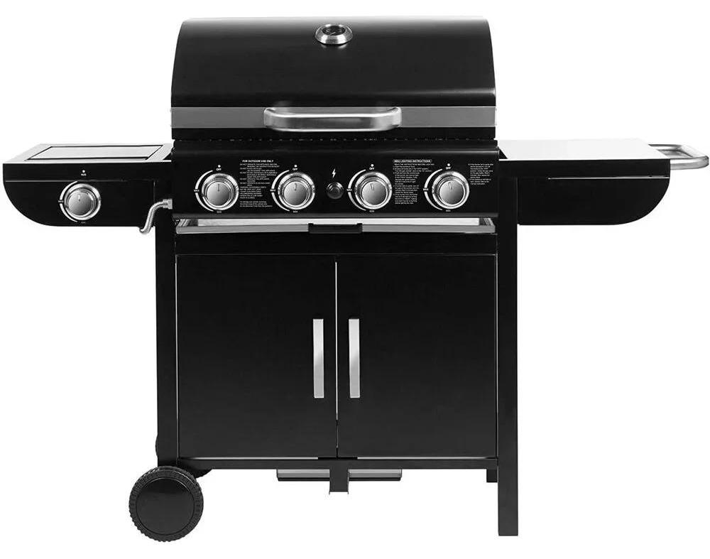 Gasgrill - Grillwagen - Piezozündung - Thermometer - 4x1000 BTU/2,93 kW - porzellanemailliert - Sauerstoffmangelsicherung - Erdgas
