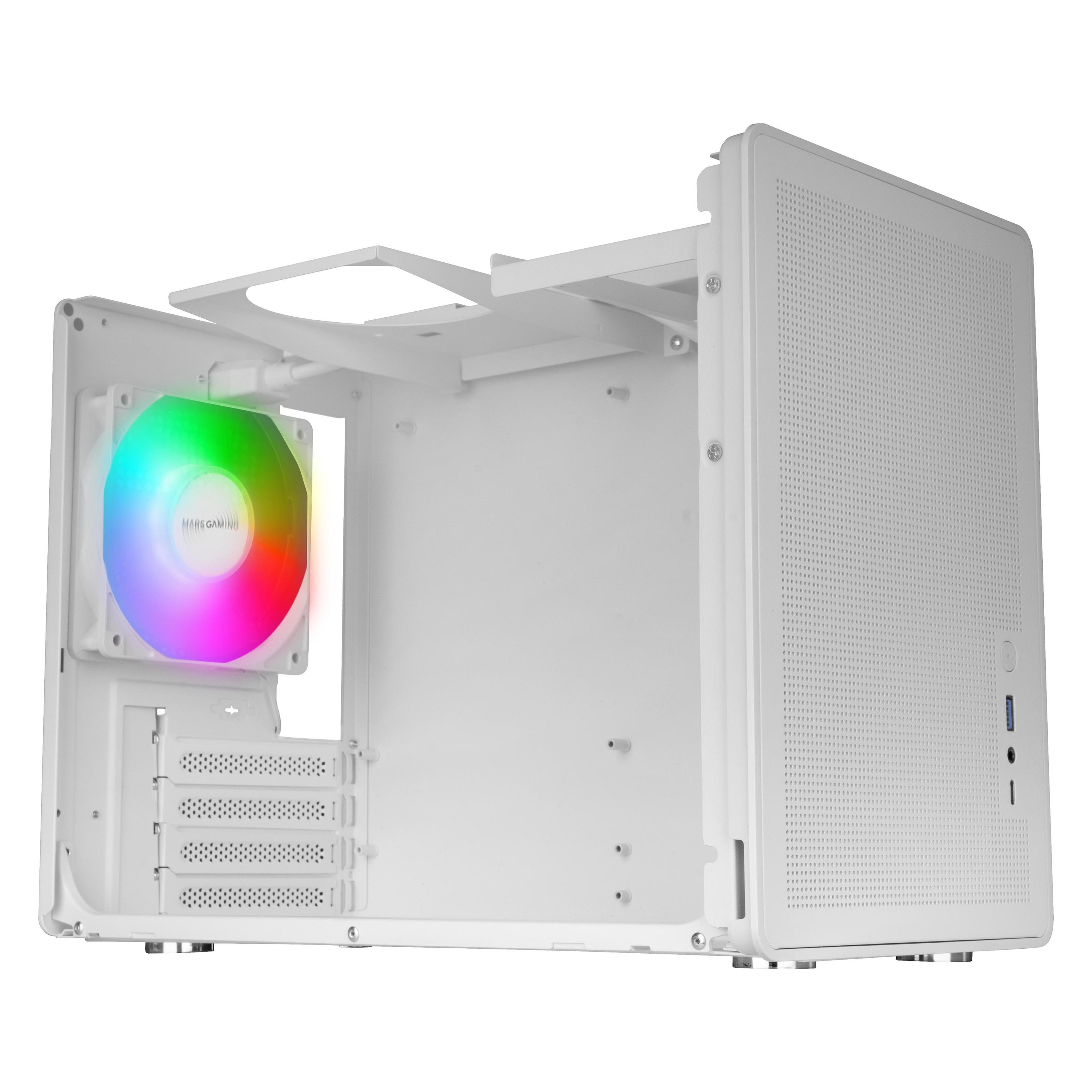 Mars Gaming Boitier Mini Tour Micro Atx Mc-Xps Avec Panneau Vitré (Blanc) (mATX, Mini-ITX) (MCXPSW)