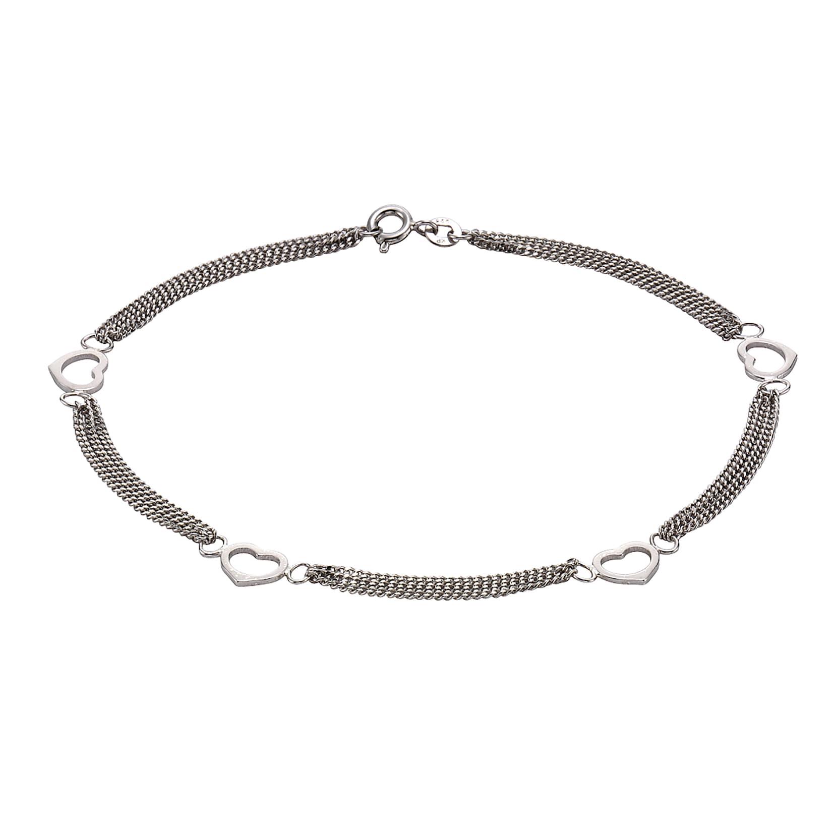 Zeeme Silber Fußkette Silber 925 mit Herz-Motiv 25cm lang