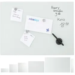 Relaxdays Glas-Magnetboard Weiß Weiß