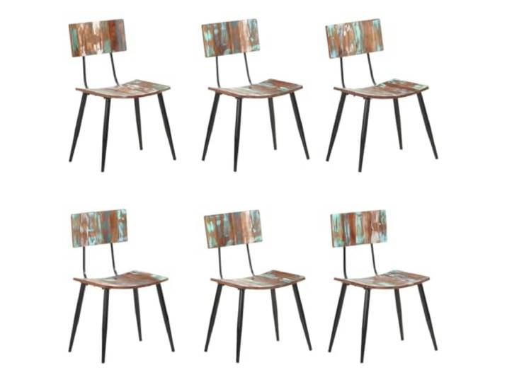 HEFZGDB 6 Stück Esszimmerstühle aus Massivholz Altholz mit Eisenrahmen Retro Stilmöbel Antik Design Einzigartiges handgefertigtes Esszimmerstuhl-Set aus robustem Altholz mit Stabiler