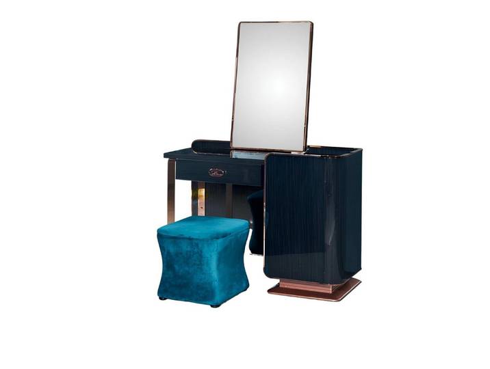Xlmoebel Hocker Eleganter blauer Stoffhocker mit modernem Design für das Schlafzimmer (1 St., Hocker), Hergestellt in Europa
