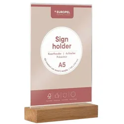 EUROPEL Tischaufsteller mit Holzsockel »Acryl« A5 transparent