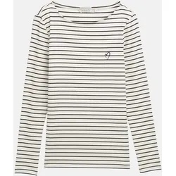 Langarmshirt mit Streifenmuster Weiß S