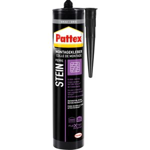 Pattex Montagekleber Stein PTRST, für außen, 420g, Steinkleber, schnellhaftend & wasserfest, grau