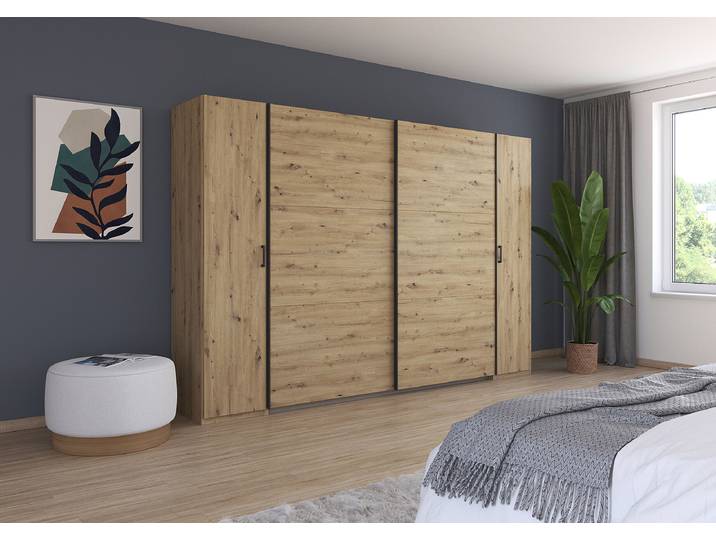 Armoire combinée Kronach 311cm Bois/Imitation chêne Artisan Gris