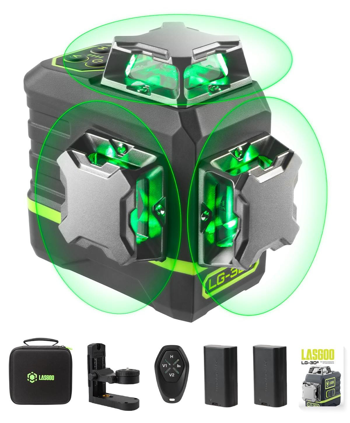 Selius Laserwaterpas Kruislijnlaser - Groene Kruislijnlaser 360° x3 - Oplaadbaar - Met Afstandsbediening