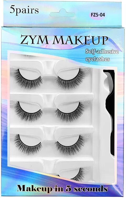 INF Wärmeempfindliche selbstklebende Wimpern 5 Paare, schwarz, synthetische Fasern, einfache Anwendung ohne Kleber Modell 3