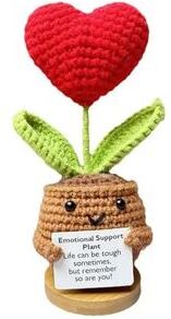 Uplift Essentials Handwoven Heart Flower Pocket Hug Doll Positive Card Desktop Gift Ornament red Heart