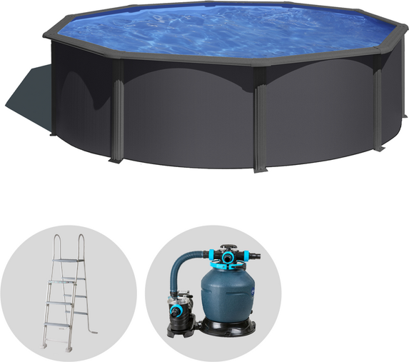 Gre Anthracite Ronde Ø350 x 120 cm - Piscine hors-sol en acier