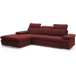 ECKSOFA PABLO Links mit Schlaffunktion und Bettkasten Rot
